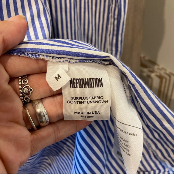 Reformation Medium Shirt Dress Wrap Skirt Button Down Striped - Picture 7 of 10